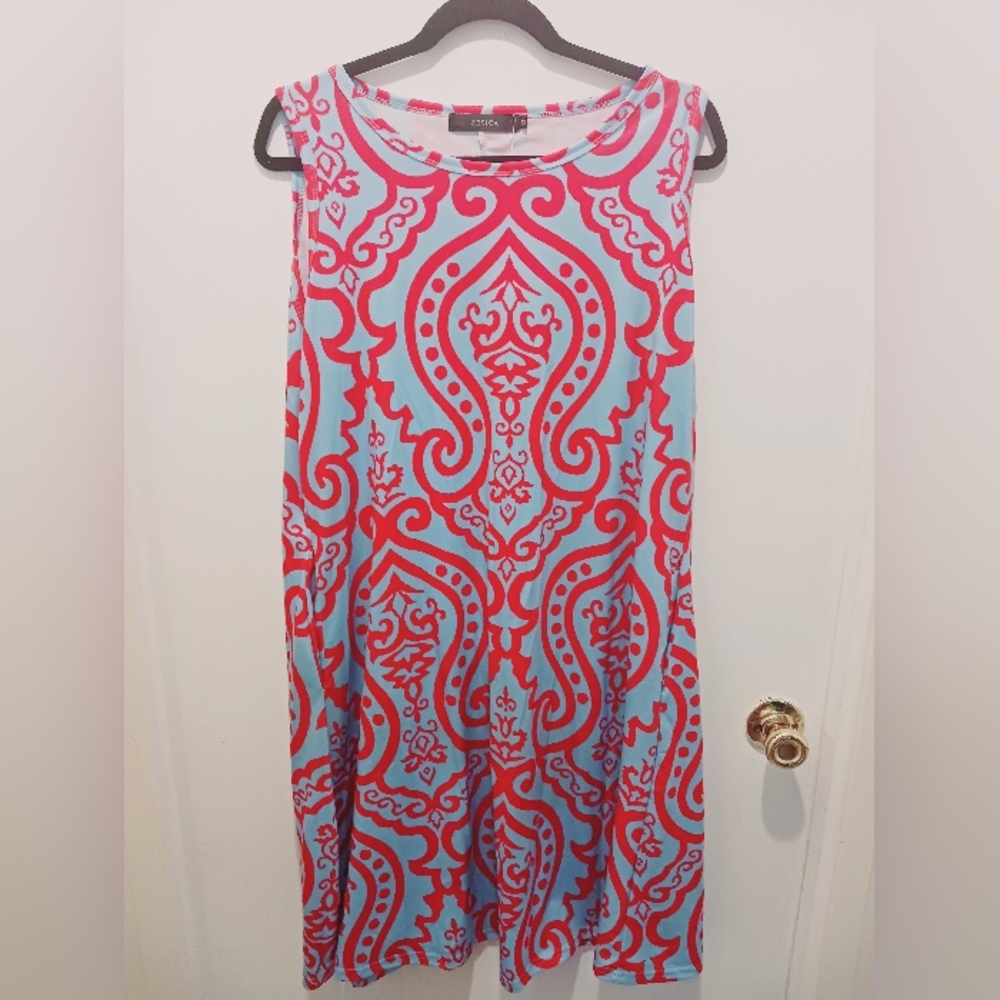 Zesica NWT Sleeveless Shift Dress Groovy Mod Size XL  Pockets